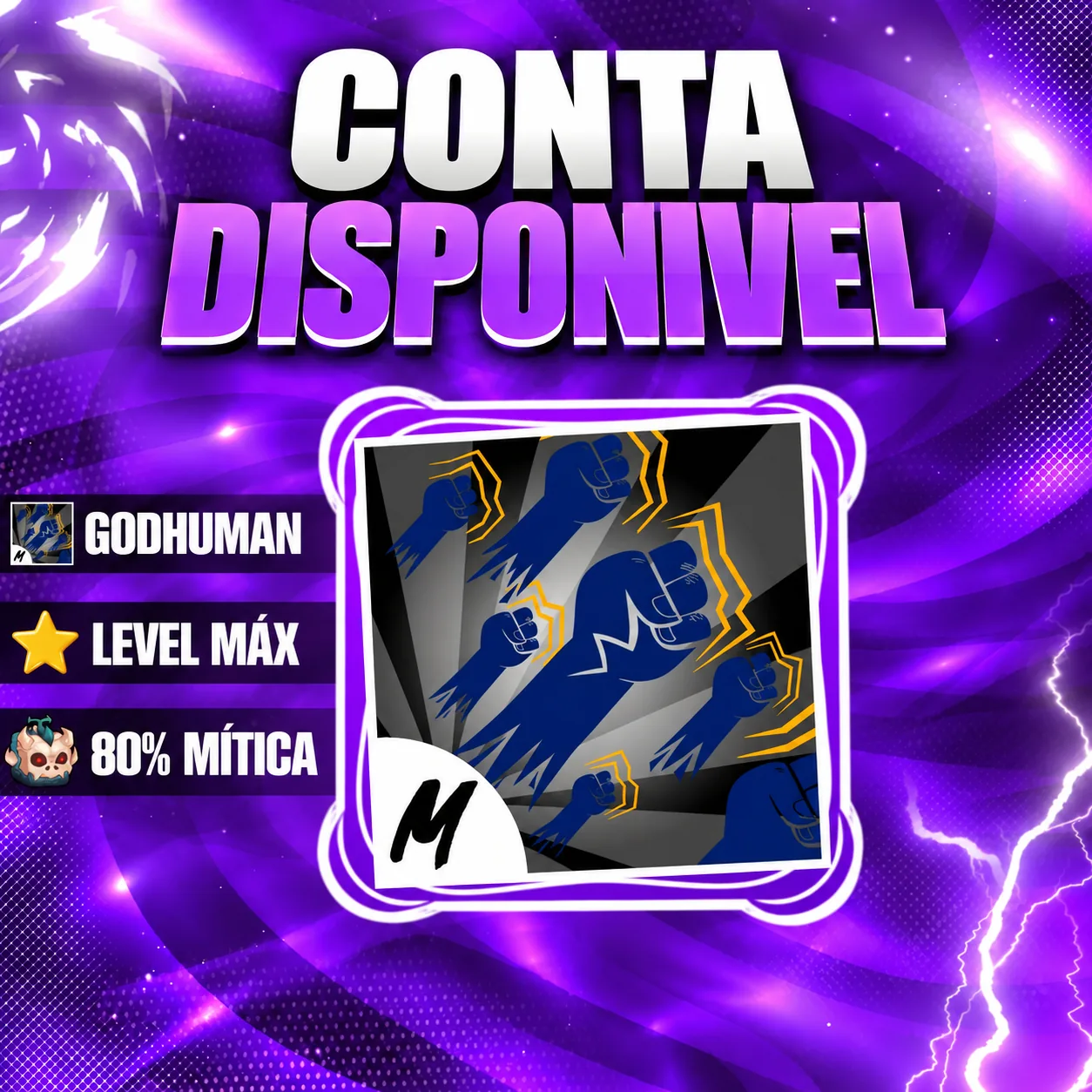 『 ⚔️ 』 GODHUMAN + LEVEL MÁX + 80% MÍTICA