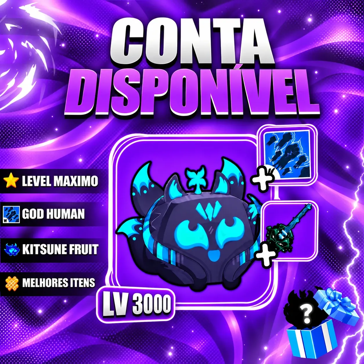 『 🦊 』 KITSUNE FRUIT + GODHUMAN + LEVEL MÁX
